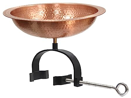 Achla Designs 201–1016 Vogeltränke, gehämmert, Massive Schienenhalterung, Satin-Kupfer
