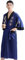 Bon amixyl Peignoir Unisexe Kimono Japonais Chinois Dragon Pyjama Cardigan Kimonos Robe de Chambre en Satin Peignoir Bleu XL