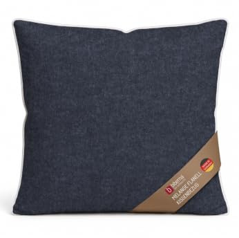 biberna Premium-Melange-Flanell Kopfkissenbezug 40x40 cm blau – Biber | 100% Baumwolle, wärmend & weich | mit Paspel & Reißverschluss | Winter-Kopfkissenbezug Uni | Modell 0840500