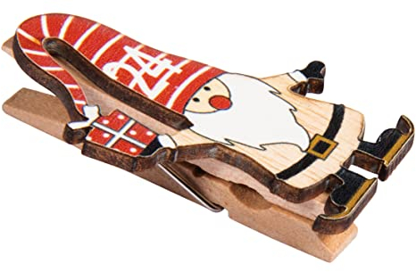 Rayher Adventskalenderzahlen Holz, Holz-Klammern mit Santa, 2,5 x 5 cm, Zahlen für Adventskalender 1 - 24, 46657999, Bunt