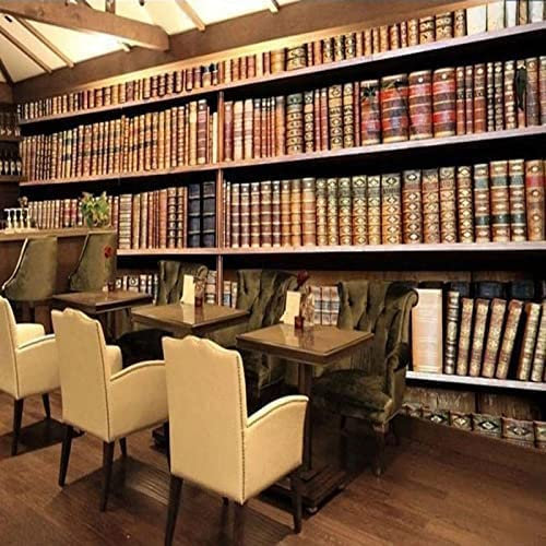 COJIC Library Shelf Books Wall Mural 3D Wall Background Mural Wallpaper Wall Art for Living Room Bedroom Tv Background Office Restaurant Motif Room Peel and Stick Wall Posters 140 (W) x 70 (H) cm