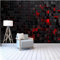 Maßgeschneiderte Moderne 3D-Technologie Fototapete, Rotes Licht, Leuchtende Schwarze Würfel Tapete, 150 x 70 cm Wandbild Dekoration - für Wohnzimmer Schlafzimmer die Mauer