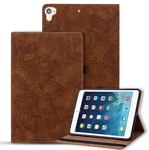 Vaitasy Custodia iPad 6th/5th Generation 9.7 Pollici 2018/2017 Cover Auto Svegliati/Sonno Custodia con Supporto Funzione per iPad 9.7 iPad Air 2/ Air 1 - Mandala Marrone