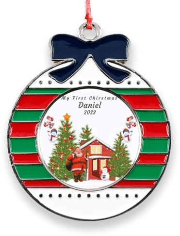 Personalisierte Weihnachtsornament Weihnachtsbaum-Anhänger Christbaumkugel Weihnachtskugeln mit Foto Namen Text personalisiert Christbaumschmuck, Kreis4