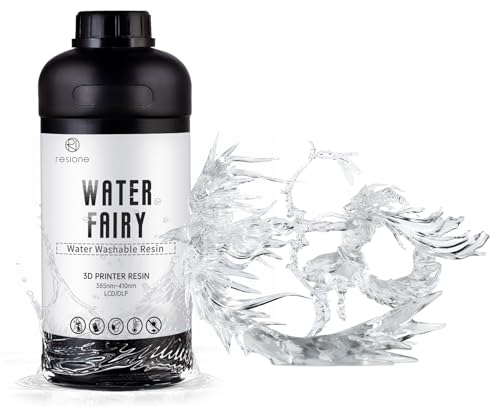 RESIONE Resina Lavable con Agua, Resina Líquida de Impresión de Alta Velocidad de 405 nm, No Quebradiza y Resistente a la Humedad, Resina para Impresora 3D Casi Inodora - Cristal transparente 1000g