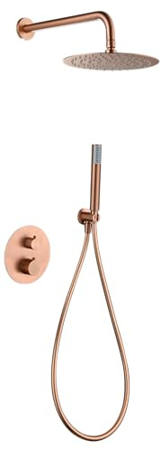 IMEX GTG053/ORC GÉNOVA Conjunto Ducha Termostático Empotrado Oro Rosa Cepillado