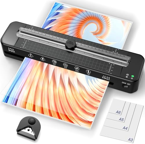 Laminiergerät A3, Raycial A3 Laminiergerät mit 20 Laminierblättern für A3/A4/A5/A6, Heiß und Kalt Laminiergerät mit Papierschneider & Eckabrunder, A3 Laminiermaschinen für Büro, Zuhause, Schule