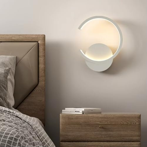 Riserva Wandleuchte LED Innen, 10W Rund Wandlampe Moderne, Kreative Wandleuchten Aluminium für Wohnzimmer, Schlafzimmer, Flur, Speisezimmer, Treppe, Café, 3000K Warmweiß, Weiß