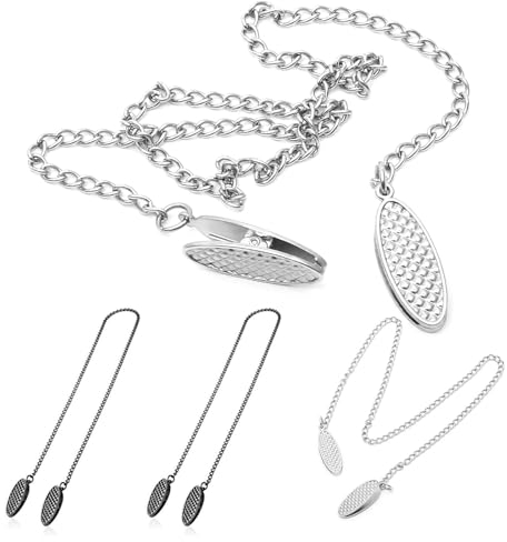 4 Stück Set Serviettenkette, Metall Serviette Klamme, 55cm Edelstahlkette Serviettenhalter, Nackenserviettenhalter, Serviettenhalter Edelstahl, Clip, Lätzchen für Erwachsene, Silber und Schwarz