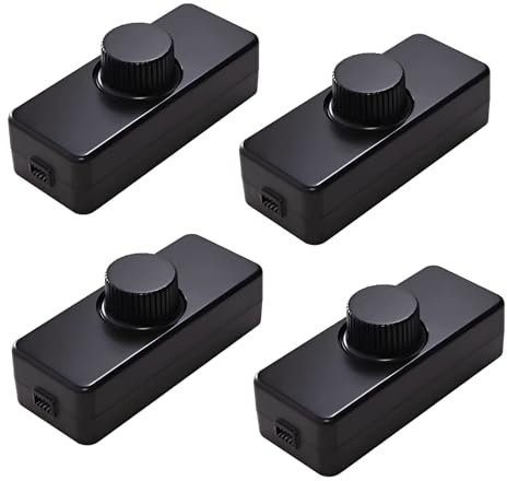 LED Dimmer Switch, 1 Gang On/Off Rotary Dimmer Switch, 220V-240V Trailing Edge Dimmer Switches for 3-100W Dimmable LED Halogen Lamps Incandescent Bulbs (4PCS)