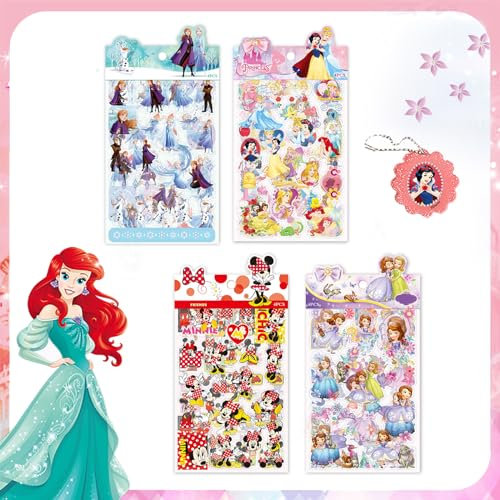 Aufkleber Kinder, 300+ Cartoon Prinzessin Aufkleber Party Favor Set für Mädchen Jungen Abnehmbar 3D Stickers Basteln Notebook Aufkleber für Kinder Party Dekoration