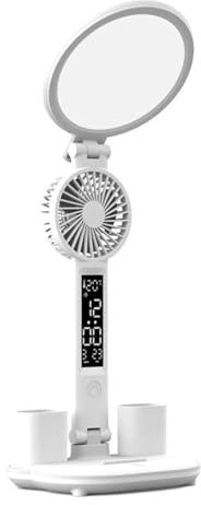 Kuxiptin Lampada da scrivania con ventilatore, lampada da tavolo per scrivania | Lampada da scrivania pieghevole con batteria ricaricabile USB da 2000 mAh - Misuratore di temperatura con controllo