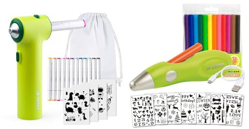 JOLLY Airbrush Textil Set, 12 Textilmarker Mit Doppelspitze & Fun | Farben Sprühen Für Kinder | Ungiftig, 20-teiliges Set, Grün