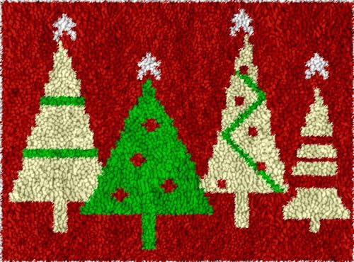 LIAZLIUT Latch Hook Rug Kits Christmas Tree，Latch Hooking Kits Embroidery Set Cross Stitch Latch Rug Hook(52X38Cm)
