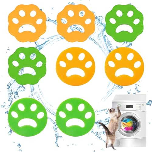 YALiya 8 Pièces Attrape Poils Machine a Laver, Épilateur pour Poils d'animaux, RéUtilisable pour Enlever Les Poils, Boule Anti Poils Machine a Laver, pour Machine à Laver, Literie(Orange + Vert)