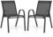 COSTWAY 2er Set Gartenstühle stapelbar, Stapelstühle aus Textilene und Metallgestell, Terrassenstühle mit Armlehnen, Balkonstühle bis 150 kg belastbar, 56 x 70 x 84 cm (Schwarz)
