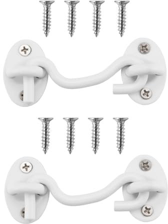 2 Pack 3 inch Hook and Eye Latch for Door White Barn Door Lock Latch Heavy Duty Stainless Steel Door Latches Hardware Gate Hooks Cabin Hooks for Sliding Door Cabinet Window Bedroom, Bathroom