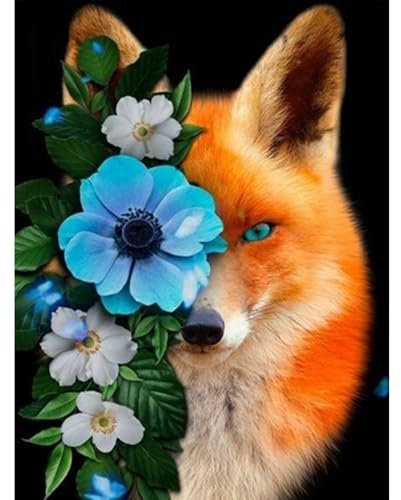 GHHKUD Diamond Painting für Erwachsene, Fuchs Tiere 5D DIY Diamant Painting Bilder für Erwachsene Anfänger, Diamond Painting Set, Full Drill Diamant Malerei für Haus Dekoration 30x40 cm