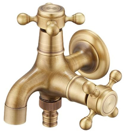 SXWYLZ Robinet Exterieur Jardin Vintage Double Robinet Exterieur Jardin Robinet en Laiton pour Extérieur Robinet Mural Extérieur Laiton Robinet Antigel