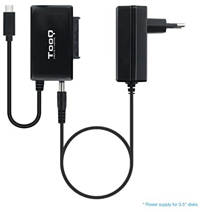 Adattatore USB 3.0 a SATA per hard disk 2.5/3.5. Include alimentatore USB-C, compatibile con velocità di trasferimento fino a 5 Gbps. Ideale per collegare HDD o SSD al tuo PC o laptop.