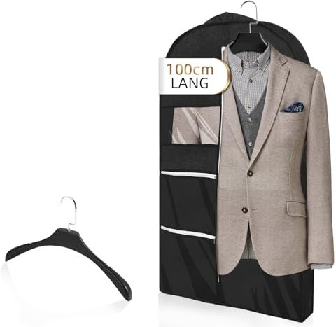 DOBVDLA Kleidersack, Kleidersäck Lang 100x 60 cm für Hochwertige Kleiderhülle für Anzug, Jacke, Kleid, Atmungsaktive Aufbewahrungstasche für Reisen und Schutz mit Kleiderbügel
