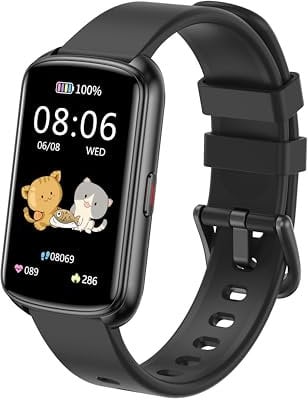 Runlio Fitness Tracker, 1.47 Inch Smartwatch, Touchscreen Activity Tracker with Thin Smartband Design, 5ATM Waterproof Fitness Watch SPO2 Heart Rate Monitor for Android/iOS, Black