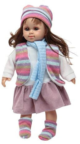 Lily Puppe mit Hut und Schal Puppe Luxuskleid cm 40 Puppe Fashion Puppe mit süßen Melodien Sammlerpuppe Winterpuppe Lebensechte Puppe Puppe Mode Kleidung (C)