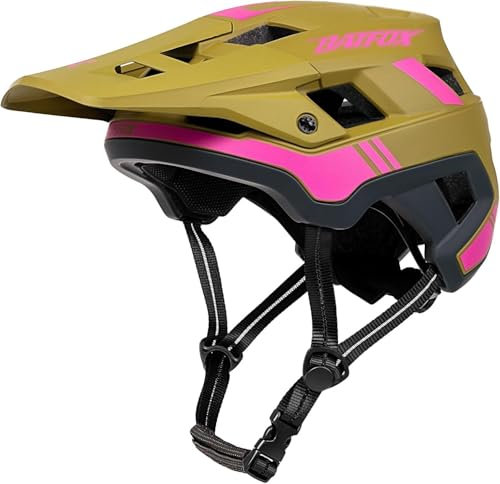 BATFOX Bike Helmet, Mountain Bike Helmet for Men Women Adults Youth, Breathable Cycling Helmet with Visor for MTB Road Bike BMX Skateboard Roller Skating Dirt Bike, (Mustard, M)