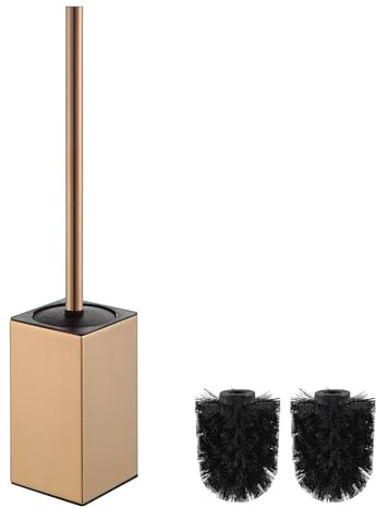 BGL WC-Bürste Quadratisch in Roségold | Edelstahl Klobürstenhalter mit Hygieneständer | Rostfrei & Elegant für Bad & Hotel