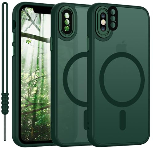 YUANDMI für iPhone X/XS Hülle kompatibel mit MagSafe Matt Grün | Handyhülle für iPhone XS Magnetisch Matte Touch, rutschfest Kratzfest Schutz Stoßfest Hülle