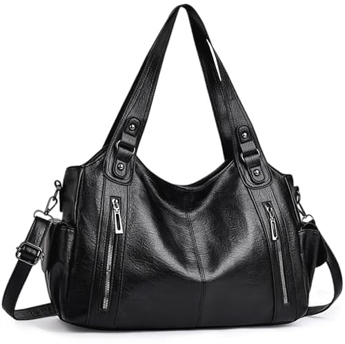VOESLD Damen Handtasche PU Leder Große Shopper Umhängetasche Tote Bag Hobo | Tasche Vintage Tasche City Bag Schultertasche Y2K Top-Handle Bag Für Arbeit Alltag Reisen Shopping