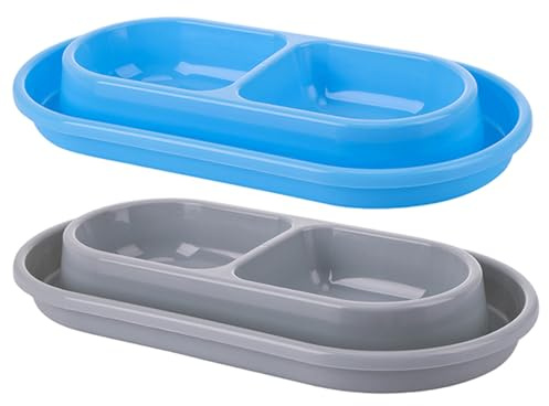 Gamelles anti-fourmis pour chat et chien, 2 pièces, gamelles anti-fourmis pour chat, double plateau, gamelle pour chien, mangeoire en plastique antidérapante pour animaux de compagnie 10, 8 x 5, 9 x 1