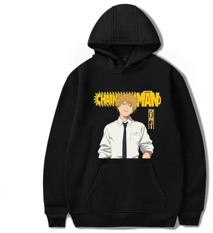 Huacaiyu Anime Chainsaw Man Hoodie for Men Women Pochita Denji Kapuzen-Pullover Casual Sweatshirt Hooded to Cosplay Black XXS-4XL