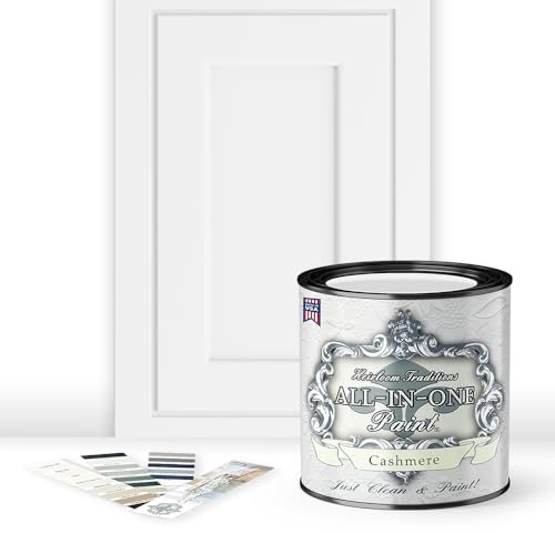 ALL-IN-ONE Paint, Durable cabinet and furniture paint. Built in primer and top coat, no sanding needed. Includes our 30 featured color card - Cashmere (true white), Quart