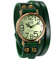 JewelryWe Herren Damen Armbanduhr, Grün Leder Armband Wickelarmband, Casual Retro, Analog Quarz Uhr, Vintage grünes Digital Zifferblatt