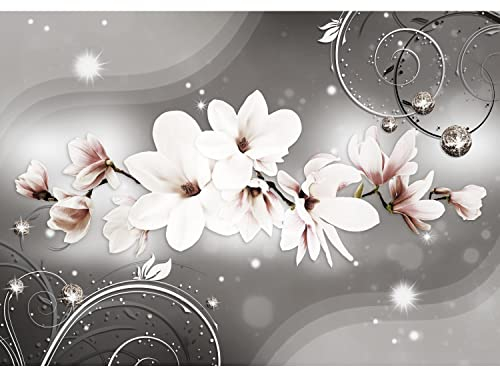 Runa Art Papier peint intissé fleurs de magnolias 352 x 250 cm Toison Mur XXL Tableaux Muraux Tapisserie Photo Décoration Murale Salon Chambre Noir et blanc 9234011a