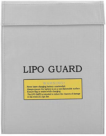 Haofy Fireproof Bag Li-Po Battery Safety Bags Portable Two Size Pouch Charging Sack for Maximum Protection(Silver-L)