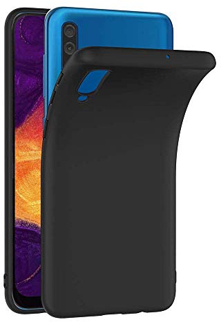 COPHONE® Coque Noir Compatible avec Samsung Galaxy A50, Housse Etui Noir en Gel TPU Silicone Souple Ultra Mince avec Anti Choc