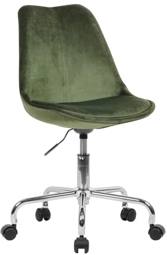 AMSTYLE Schreibtischstuhl Grün Samt, Design Drehstuhl mit Lehne, Arbeitsstuhl mit 110 kg Maximalbelastung, Schalenstuhl mit Rollen, Stuhl drehbar