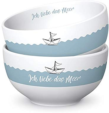 Geschenk Für Dich :-) Müslischale ICH Liebe DAS Meer blau weiß D. 13cm Maritim LaVida