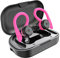 APEKX Cuffie Sportive Wireless, IPX7, Impermeabili, Suono Stereo, Microfono Integrato, con Custodia Magnetica Portatile per IOS, Andriod (Rosa)