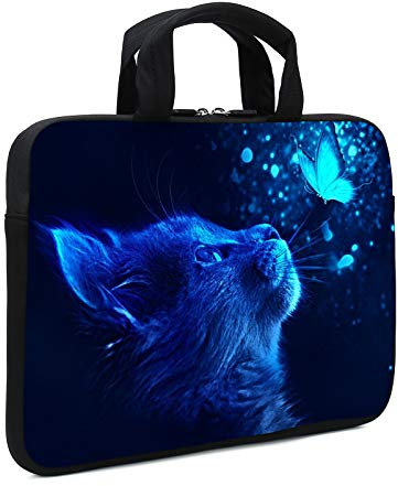 Laptop Sleeve Case 11.6 12.1 Inch Neoprene Laptop Sleeve/Notebook Computer Pocket Case/Chromebook Case/Tablet Briefcase Carrying Bag Compatible For Men, Women ,boys, girls (blue cat)