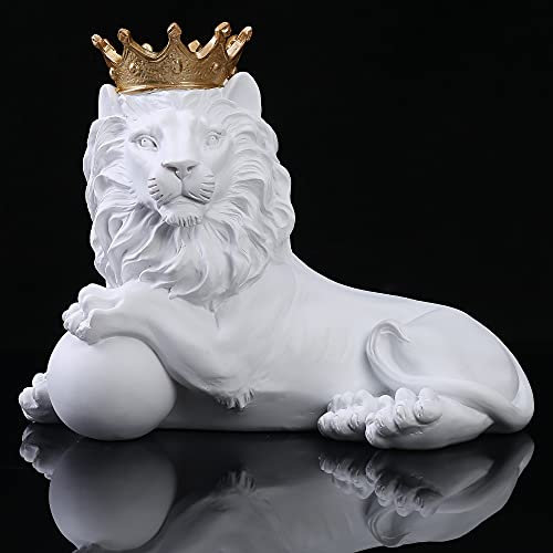 H&W Skulptur König der Löwen, 19,1 cm, Heimdekoration, Tierstatue, abstrakte Figur, Business-Geschenk (weiß liegend)