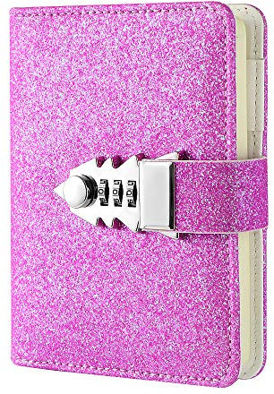 NectaRoy PU Leather Cover Refillable Writing Notebook with Combination Lock, Lock Journal Lockable Diary, Travel Journal with Lock, Pocketbook Password Notepad, Size 150x110mm
