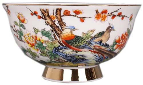Chinesische Traditionen Antik Porzellan Fasan Pfingstrosen Muster Schüssel Geschirr Dekoration