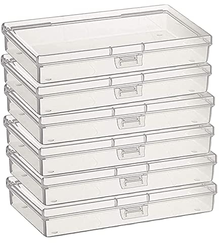 Gebildet 6Stück Durchsichtige Rechteckige Kunststoffbehälter Aufbewahrungsbox mit Deckel für kleine Perlen, Pillen, Kräuter, Bastelartikel, Schmuck