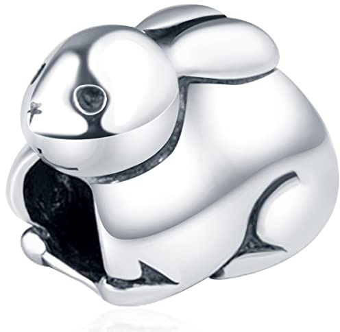 Tier Haustiere Charm-925 Sterling Silber niedliches Kaninchen, Nachteule Vogel, fliegende Taube, Mython Einhorn, Frieden Vogel Taube Perlen, passt europäische Charms Armband, Geschenke für Kinder