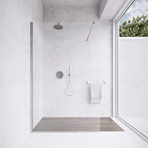 Box Doccia 150cm Walk-in Altezza 200cm Vetro Temperato Trasparente da 8mm con Trattamento Anticalcare mod. Lazaros