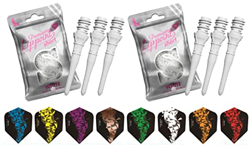 THOR-DARTS L-Style Dartspitzen im Doppelpack Flights (2x50 Stück + 1 Set Flights) weiße Lippoint USA 2BA Standard-Gewinde, Plastic Soft Tip Dart Points (100er Pack) 2BA Thread