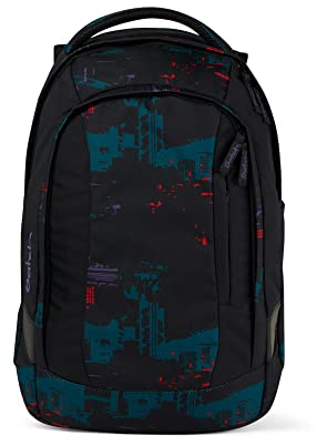 satch Sleek Schulrucksack ergonomisch, 24 Liter, extra schlank Night Vision - Schwarz